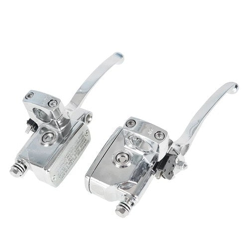 1" Motorcycle Handlebar Hydraulic Brake Master Cylinder & Clutch Lever Chrome