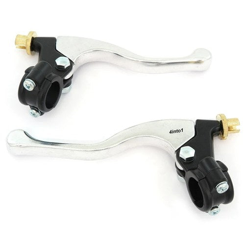 Suzuki Shorty Lever Assembly Set - Clutch + Drum Brake - Black & Chrome - 7/8"