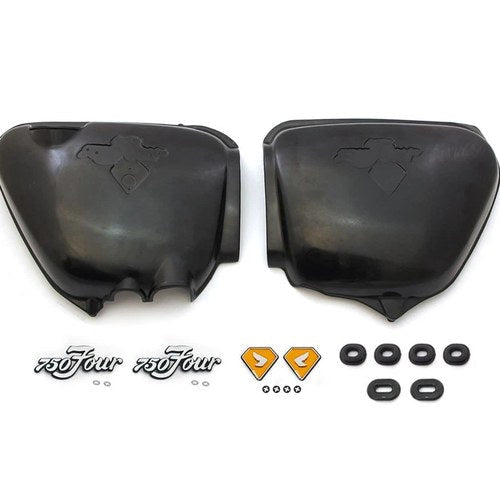 Complete Side Cover Kit w/ Orange Honda Wing Emblems - Honda CB750K - 1971-1972