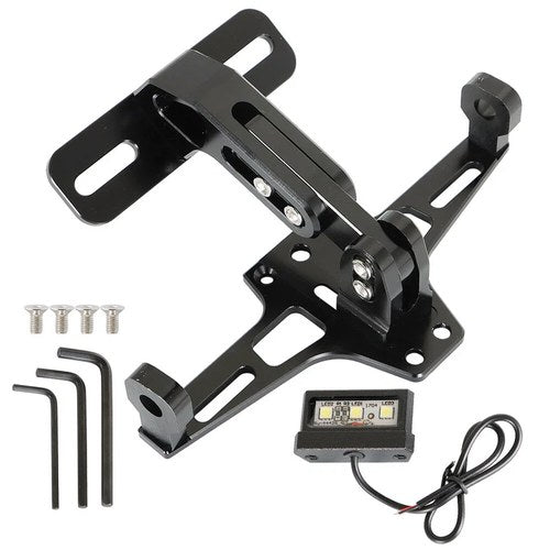 Black Universal Fender Eliminator Tail Tidy License Plate Holder LED Light