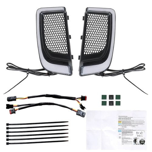 For 14-21 Touring Street Road Glide Fairing Lower Grills LED Turn Signal Lights