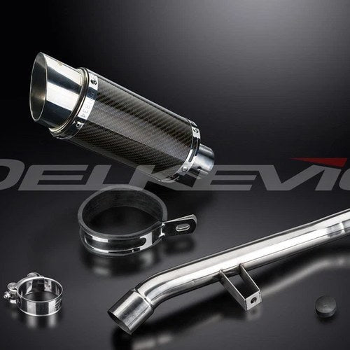 Delkevic 8" Carbon Fiber Round Muffler - Triumph Trophy SE 1200 - 13-17 Exhaust