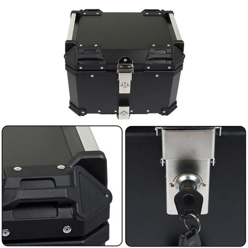 Black 45L Motorcycle Trunk Top Case Scooter Luggage Storage Rear Tour Tail Box