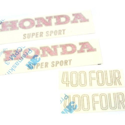 Gas Tank and Side Cover Decals - 1975 Honda CB400F Four - Varnish Blue Decal Set