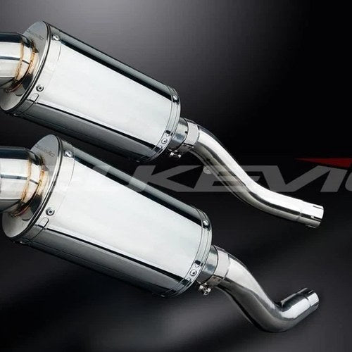 Delkevic 9" Stainless Oval Slip On Mufflers - Kawasaki Z1000 ZR1000 Exhaust