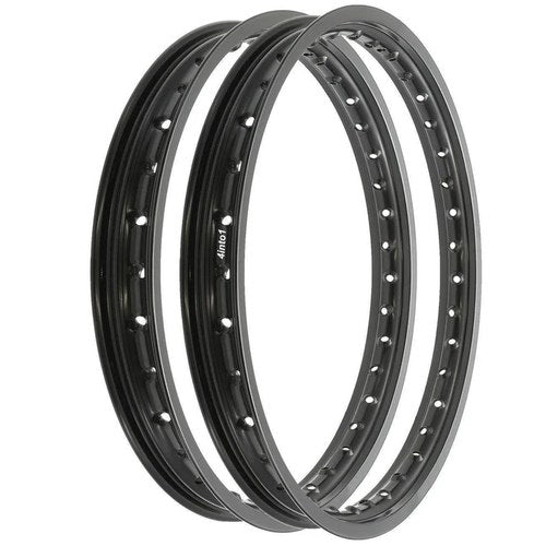 Rising Sun Black Aluminum Rim Set - Honda CT90 Trail 90 - 1966 - 1979