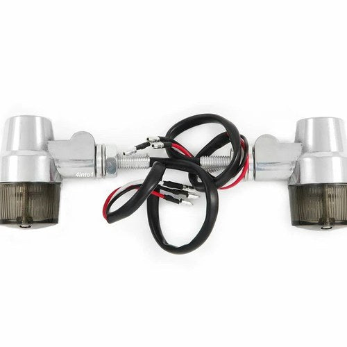 Polished Aluminum Turn Signals - Smoke Lens - Dual Filament - Honda Bobber Cafe
