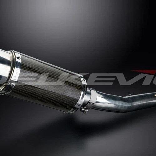 Delkevic 8" Mini Carbon Round Muffler Slip On - Honda CBR600 F4i 2001-2006