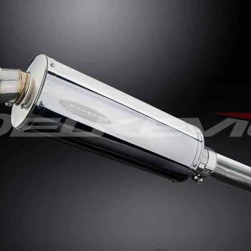 Delkevic 14” Stainless Oval Muffler - Honda VFR800 Interceptor 1998-2001 Exhaust