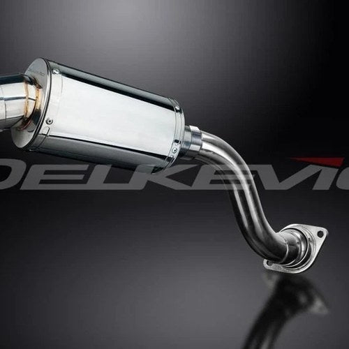 Delkevic 9" High Mount Stainless Oval Muffler Slip On - Honda VFR750 1990-1993
