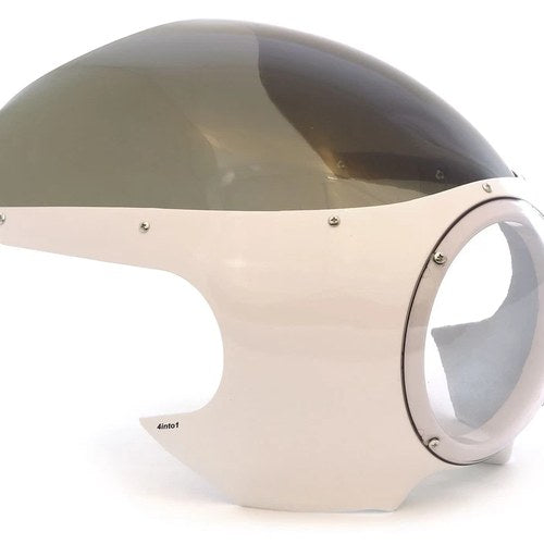Cafe Racer Retro Drag Racing Motorcycle Fairing - White - Smoke Windshield