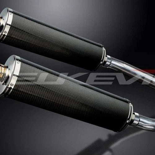 Delkevic 18" Carbon Oval Mufflers - Suzuki DL1000 V-Strom 2002-2012 Exhaust