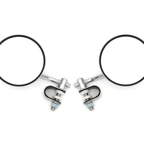 Set of 2 Universal Chrome 4" Clamp-On Mirrors - 4" Short Stem Suzuki - 7/8"