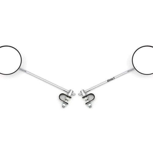 Set of 2 Universal Chrome 4" Clamp-On Mirrors - 10" Long Stem - Honda - 7/8" 1"