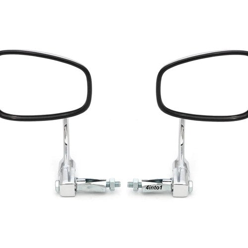 Set of 2 Universal Bar End Mirror Chrome Cafe Racer Motorcycle 7/8" Bars Folding