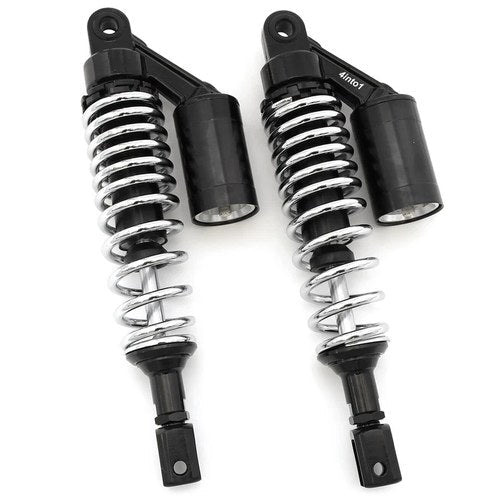 Black & Chrome Remote Reservoir Shocks - Eye To Clevis - 320-330mm for Suzuki