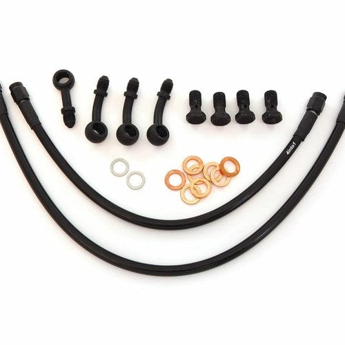 Black Stainless Brake Line Kit - 35 Degree Mount - Honda CB360/450/500/550/750
