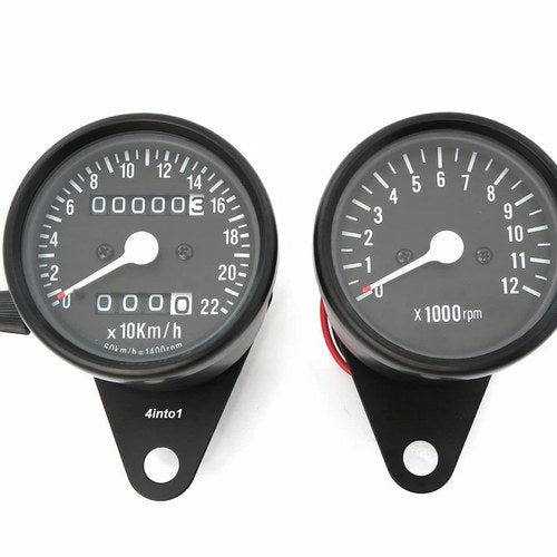 Kmh Mini Speedometer 1400:60 & Tachometer 1:7 - Black