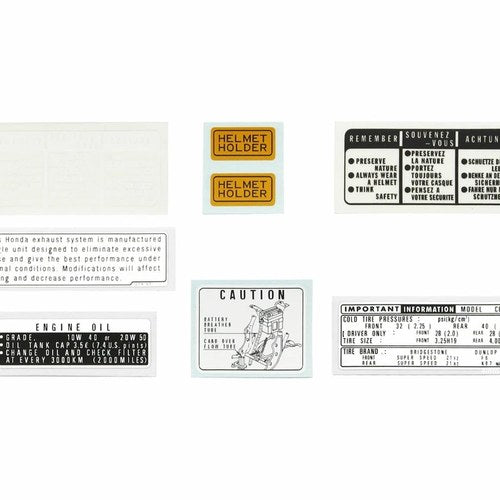 Warning and Service Label Set - Honda CB750K - 1975-1978