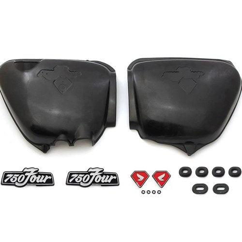 Complete Side Cover Kit w/ Red Honda Wing Emblems - Honda CB750K - 1973-1976