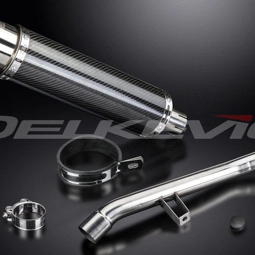 Delkevic DL10 14" Carbon Fiber Round Muffler Triumph Trophy 1200 - 13-17 Exhaust