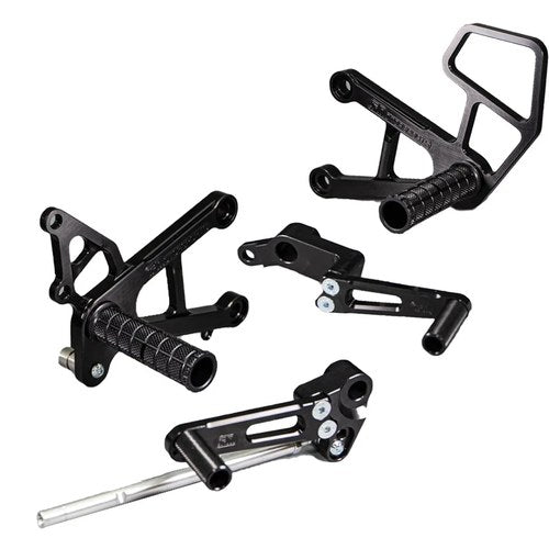 Kawasaki 2007-2008 ZX6R Woodcraft Racing Rearsets / Footpegs - Complete Kit