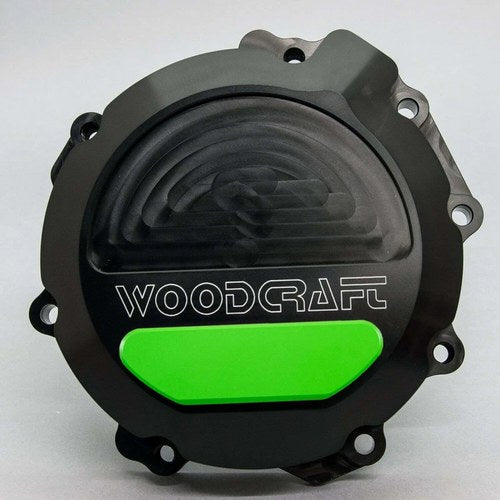 Kawasaki 2011-25 ZX10R Woodcraft Left Side Engine Stator Cover - Green Skid Pad