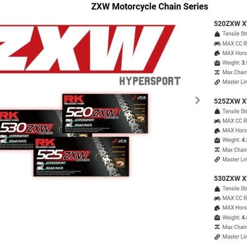Suzuki GSXR1000 2001-2023 RK Racing Zxw 120 Link 520 Conv XW-Ring Chain - Gold