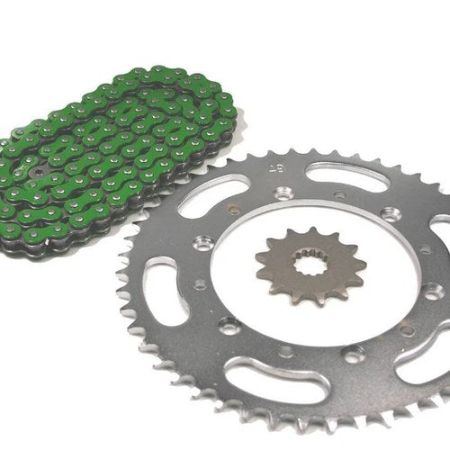 Kawasaki KX125, 1985-1989, Green O-Ring Chain & Sprocket Set