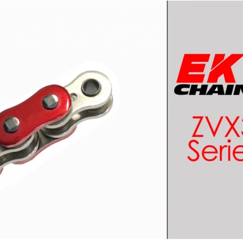 EK ZVX3-520 Motorcycle Chain 120 Links Tensile Strength 9400 lbs Metallic Red