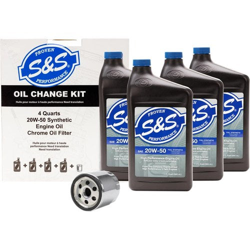 S&S Cycle Oil Change Kit for 84-99 HD Big Twins/86-17 Sportster Models | 20W-50