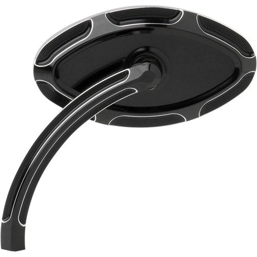 Arlen Ness - 13-130 - Beveled Cats Eye Short Stem Billet Mirror, Left - Black