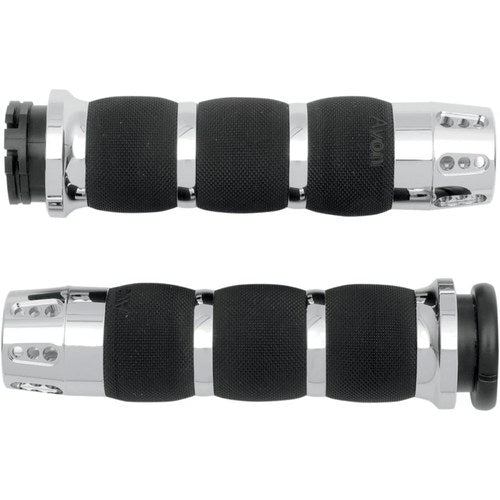 Avon Air Cushion Grips for H-D Motorcycles w/Cable Throttle (GATLIN Chrome)