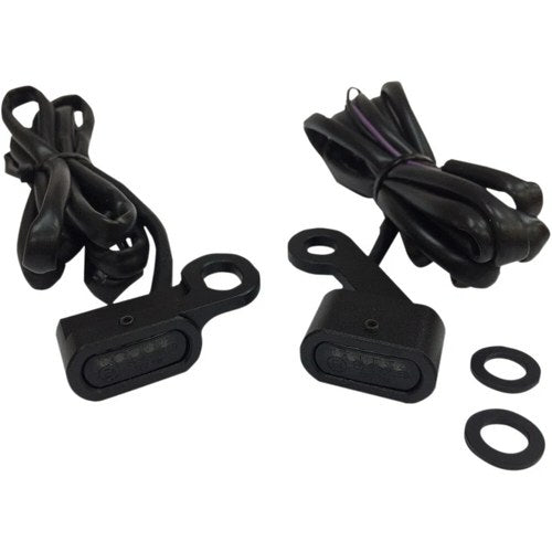 Drag Specialties LED Handlebar Marker Lights (Black w/ Smoke Lens)