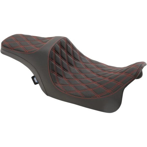 Drag Specialties Predator Iii Seat - Diamond - Vinyl - FL (Black/Red) 0801-1116