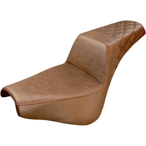 Saddlemen Step Up 2-Up Seat - Passenger Lattice Stitched (Brown) 818-30-173BR
