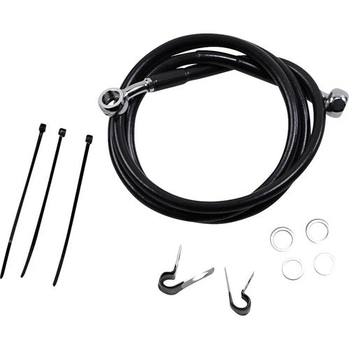 Drag Specialties +2" Brake Line - Black Vinyl - Front - 99-07FXST | 640210-2BLK
