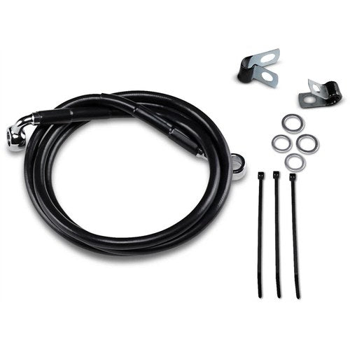 Drag Specialties +4" Brake Line - Black Vinyl - Front - 99-07FXST | 640210-4BLK