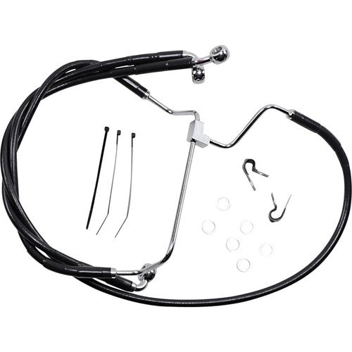 Drag Specialties +6" Brake Line - Front - Black Vinyl - 14-16FLHT | 614085-6BLK