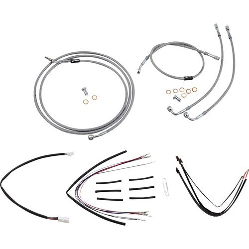 Burly Brand Complete Stainless Braided Handlebar Cable/Brake Line Kit | B30-1155