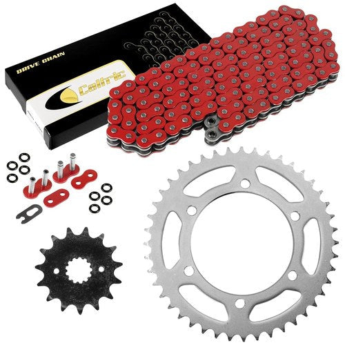 O-Ring Drive Chain & Sprockets Kit fits Kawasaki KL250 KLR250 1984 1985-2005 Red