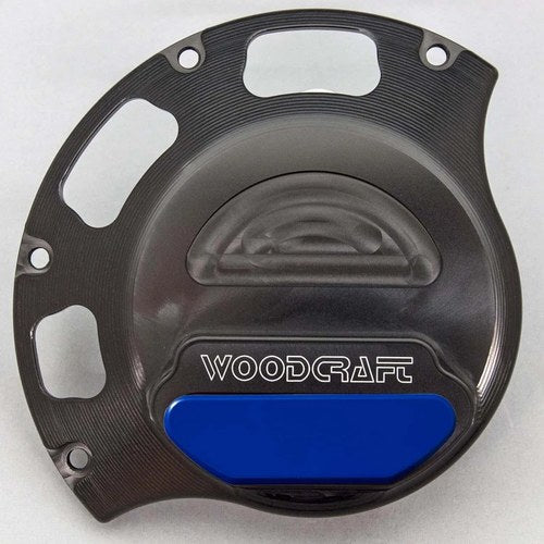 Ducati 2009-2013 Monster 696 Woodcraft Clutch Cover Protector - Blue Plate