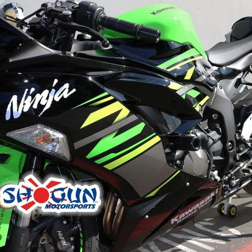 Kawasaki ZX6R 2019-2023 Shogun No Cut Frame Sliders Plus Bar Ends & Spools