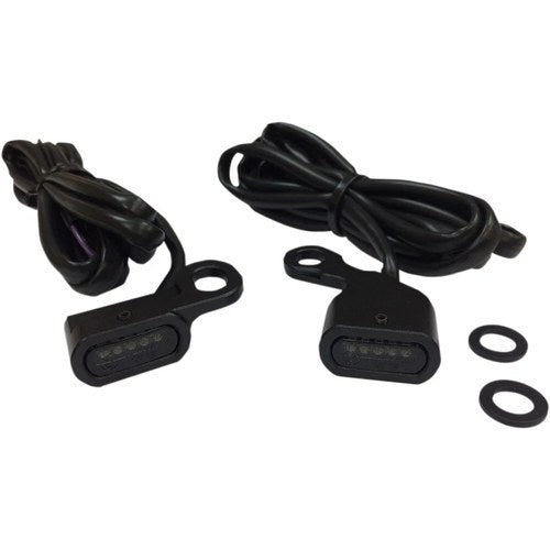 Drag Specialties LED Handlebar Marker Lights (Black w/ Smoke Lens)
