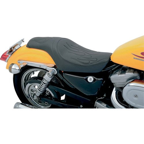 Drag Specialties Predator 2-Up Seat Flame Stitched XL '82-'03 (Black) 0804-0385