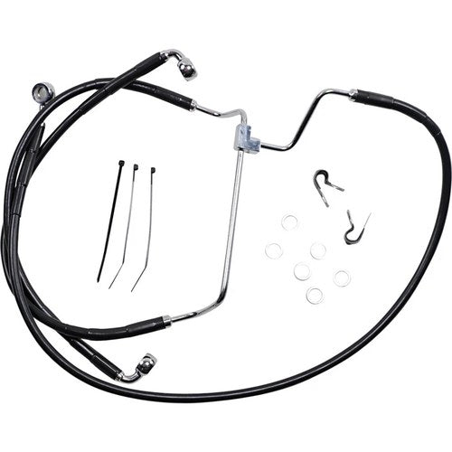 Drag Specialties +4" Brake Line - Front - Black Vinyl - 14-16FLHT | 614085-4BLK