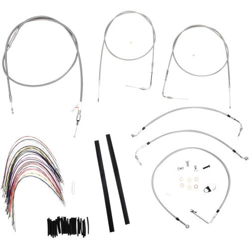Burly Brand Complete Stainless Braided Handlebar Cable/Brake Line Kit | B30-1079