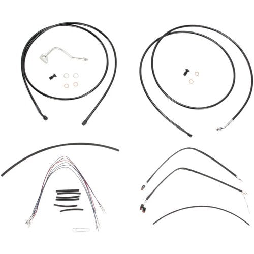 Burly Brand Complete Black Vinyl Handlebar Cable/Brake Line Kit | B30-1116