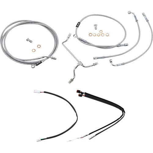 Burly Brand Complete Stainless Braided Handlebar Cable/Brake Line Kit | B30-1166