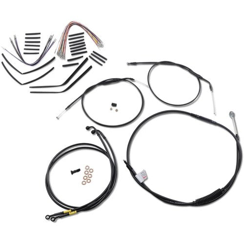 Burly Brand Complete Black Vinyl Handlebar Cable/Brake Line Kit | B30-1198